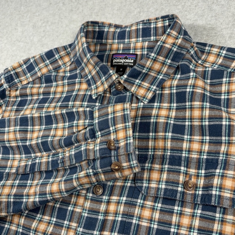 Patagonia Mens Fjord Flannel Shirt Blue Plaid Organic Cotton M STY42410SP23